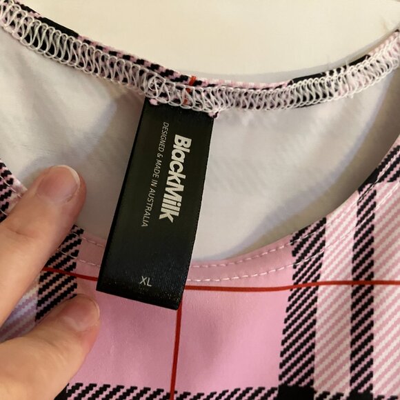 Blackmilk Tartan Sugar Scoop Skater Dress - Limited Style Pink & Black Plaid XL - Picture 11 of 13